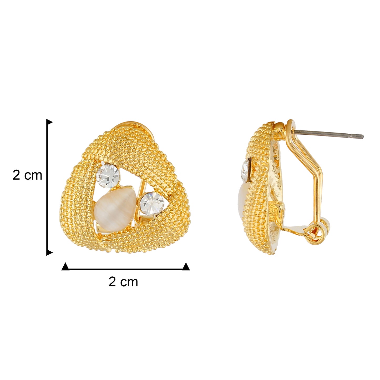 Gold Colour Triangular Shape Ear Studs for Girls and Womens