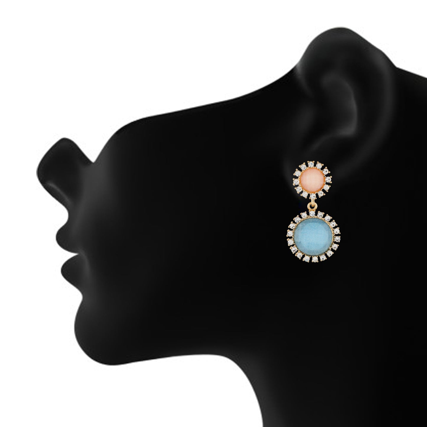Chic Beige and Blue Colour Round Shape Ear Dangler for Girls and Women