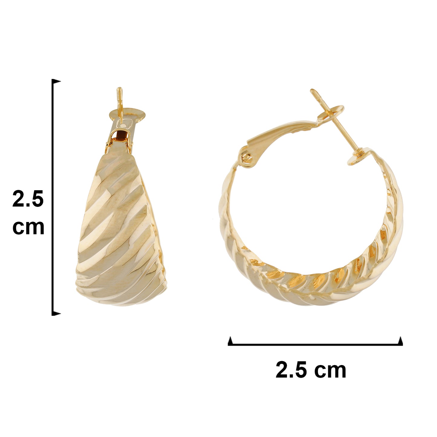 Gold colour Round Design Hoop Earrings for Girls and Women
