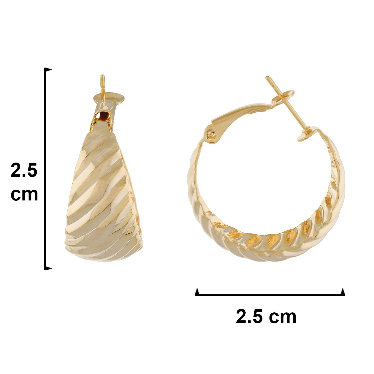 Gold colour Round Design Hoop Earrings for Girls and Women