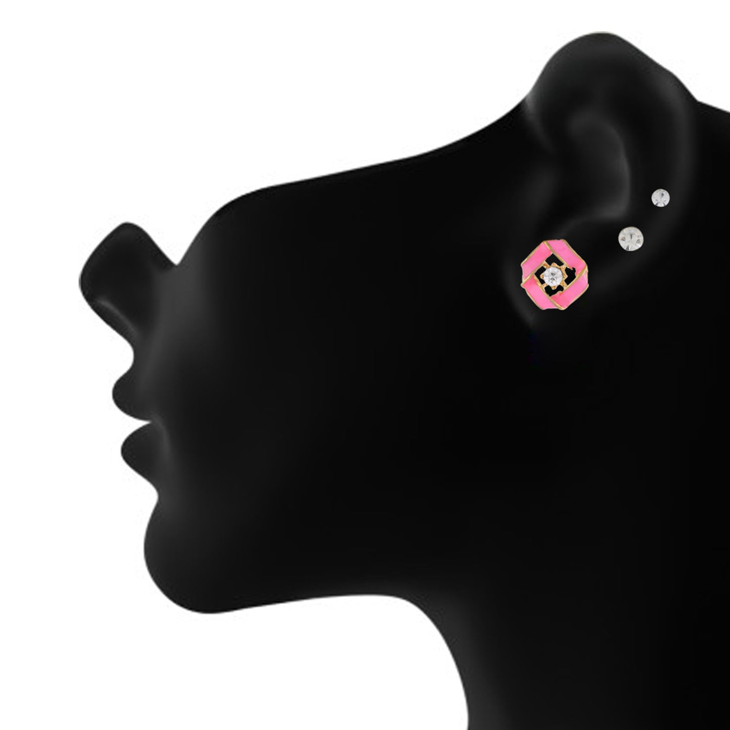 Pink colour Geometrical design  Studs for girls and women