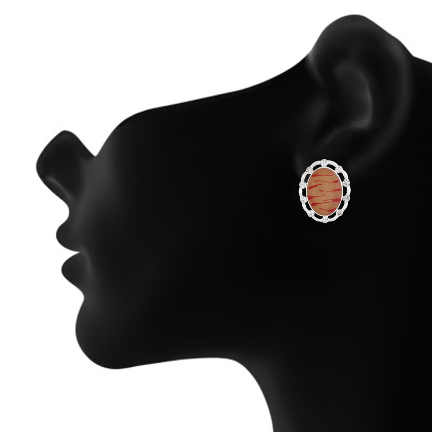 Orange colour Oval Design  Stud Earrings for Girls and Women