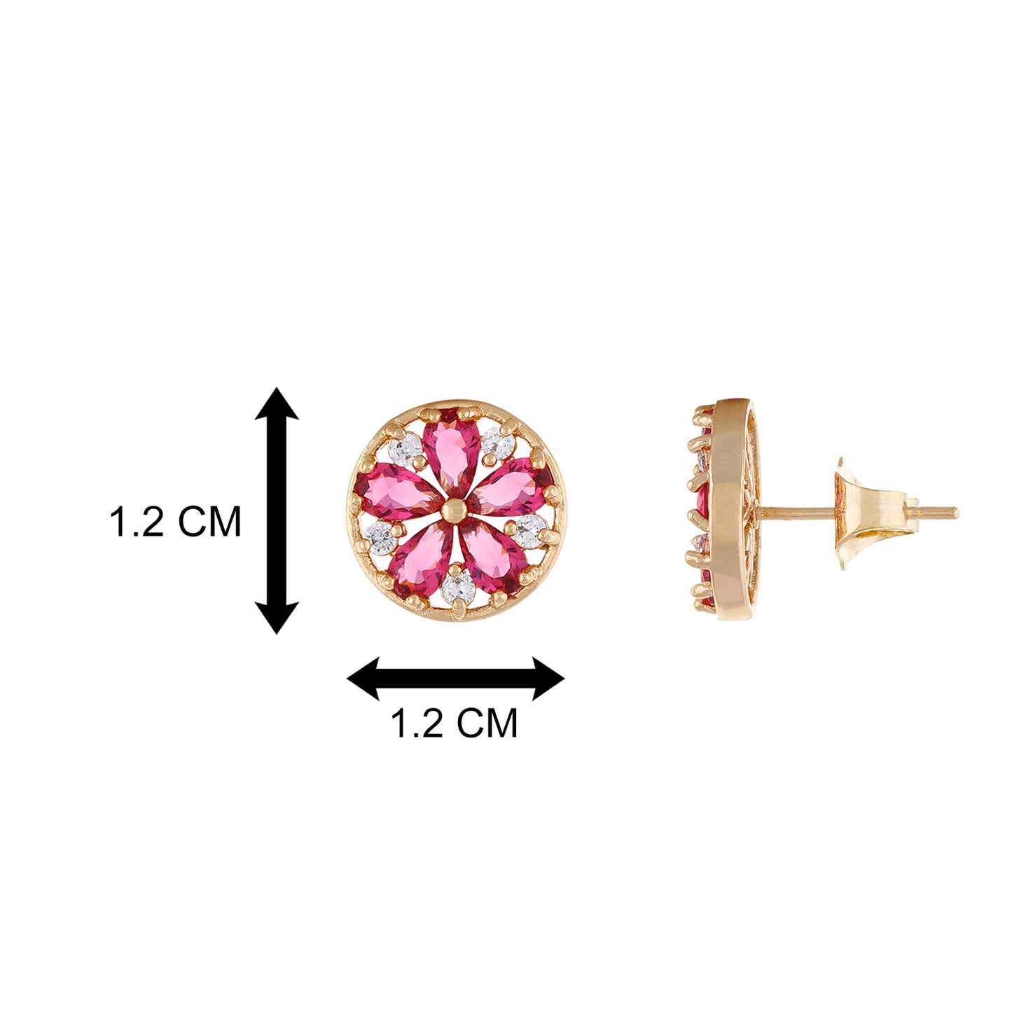 Red colour Round Design Stud Earrings for Girls and Women