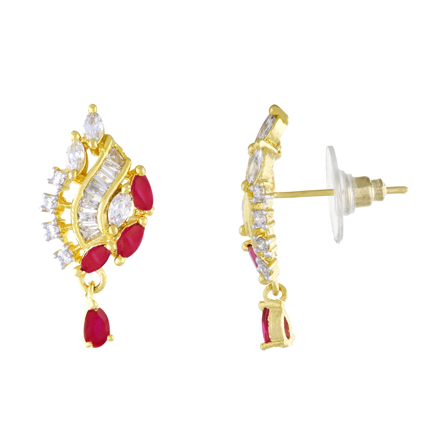 Traditional Gold Plated CZ Copper Pendant Set for Ladies and Girls