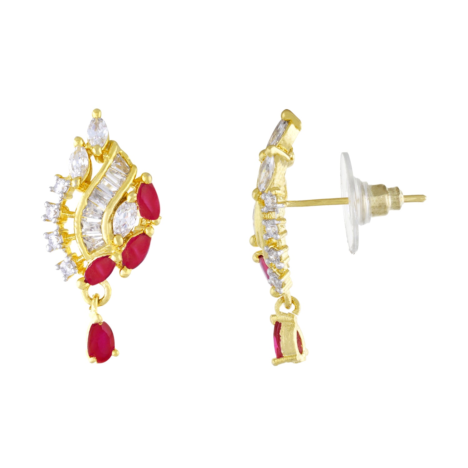 Traditional Gold Plated CZ Copper Pendant Set for Ladies and Girls