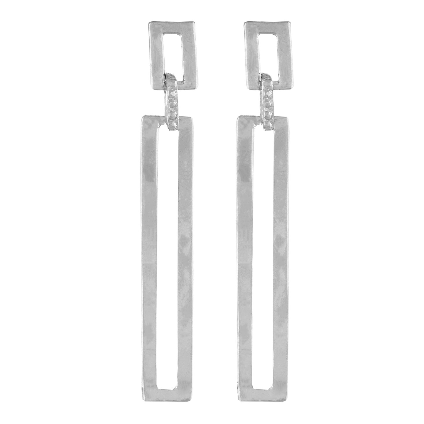 Silver colour Rectangular Design Hanging Earrings for Girls and Women