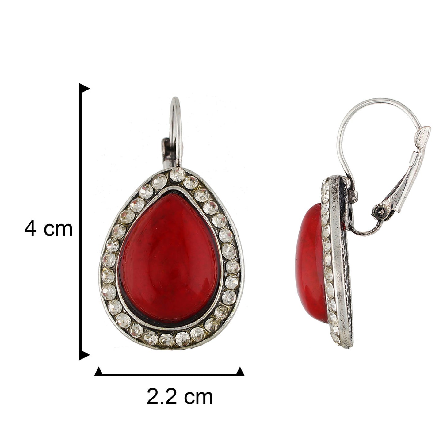 Spectacular Red and Oxide Silver Colour Drop Shape Earring for Girls and Women