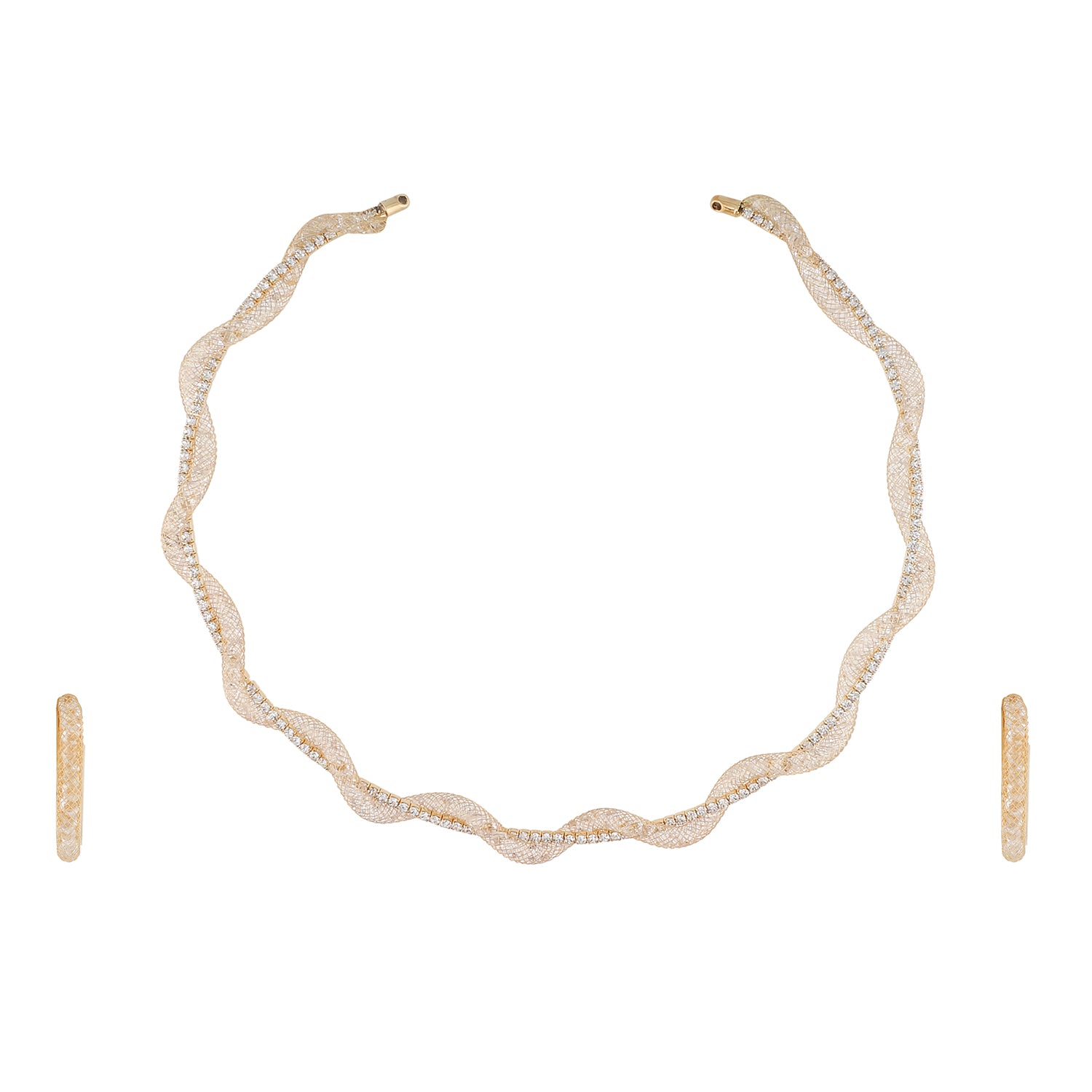 Gold Colour Formless Necklace and Earrings for Girls and Women