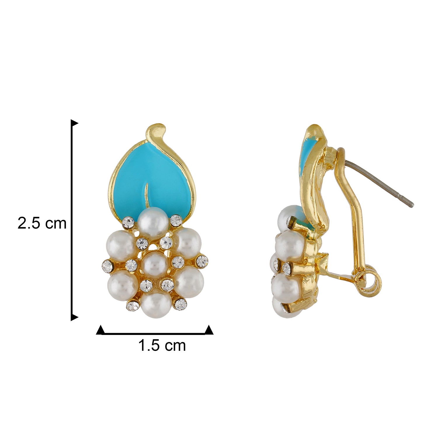 Stylish Light Blue and Gold Colour Flower with Leaf Design Earring for Girls and Women
