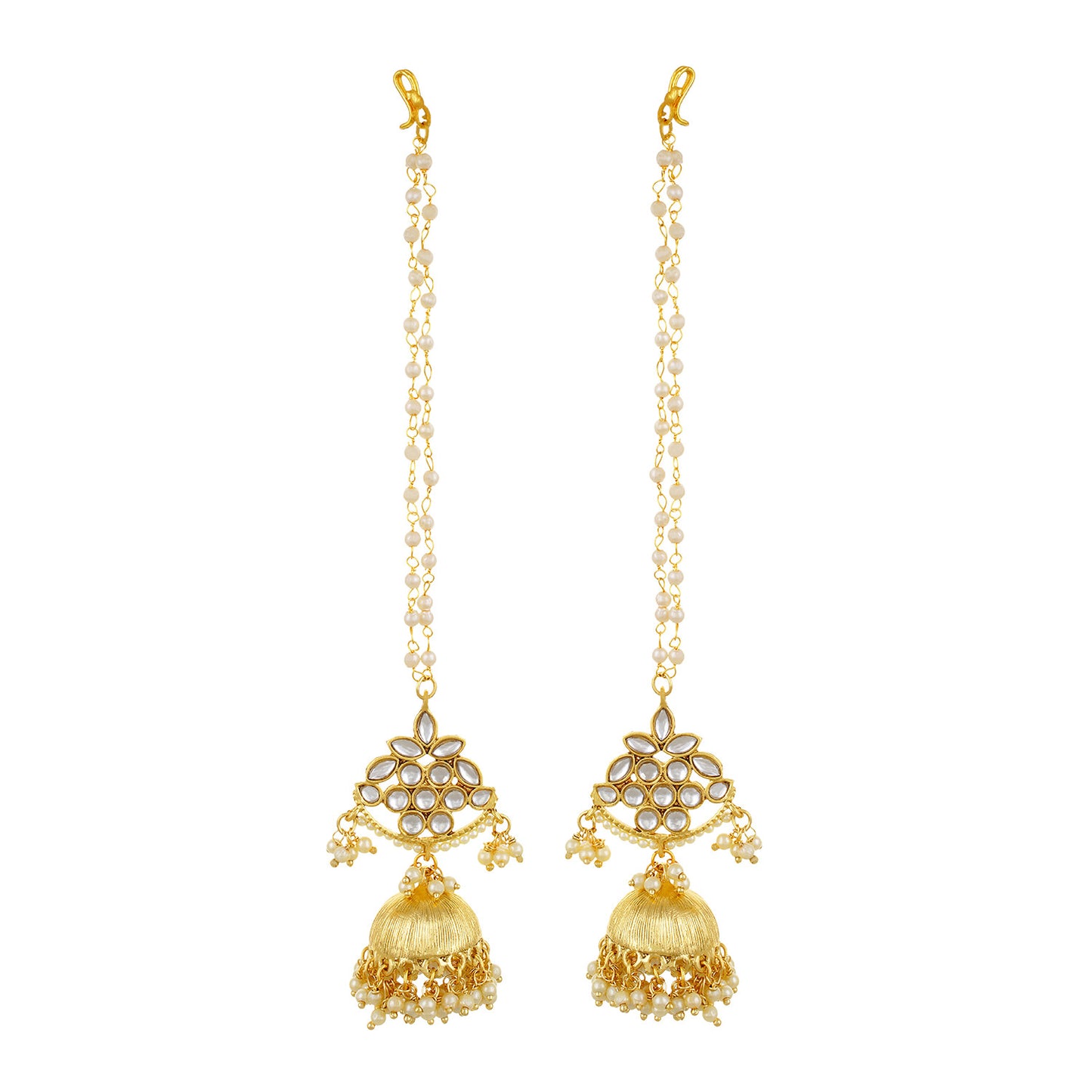 Gold plated Kudan Pearl Big Jhumki Earrings Fashion Imitaion Jewelry for Girls and Women
