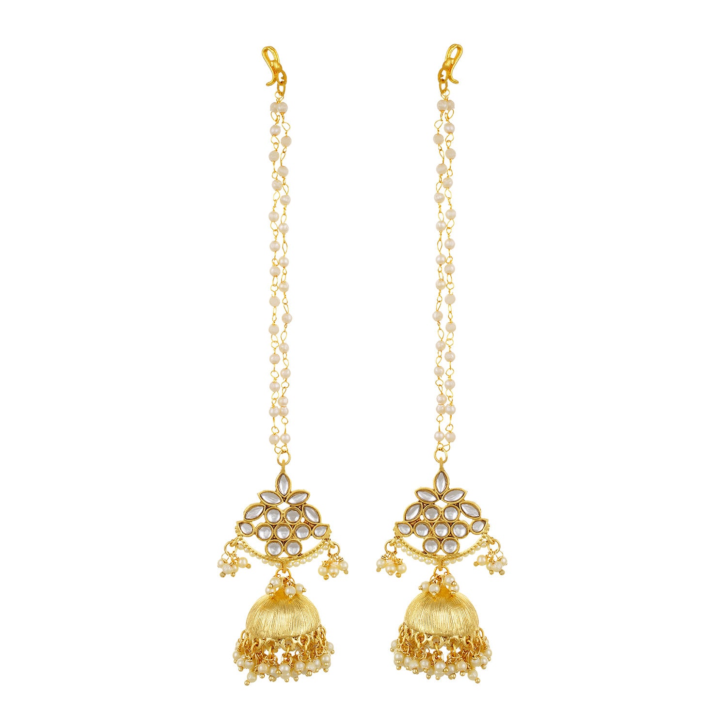 Gold plated Kudan Pearl Big Jhumki Earrings Fashion Imitaion Jewelry for Girls and Women