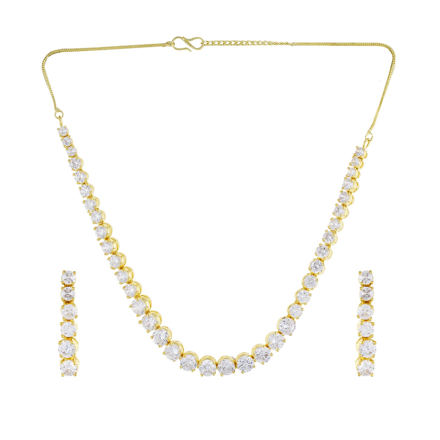 Designer Gold Plated CZ Copper Necklace Set for Ladies and Girls