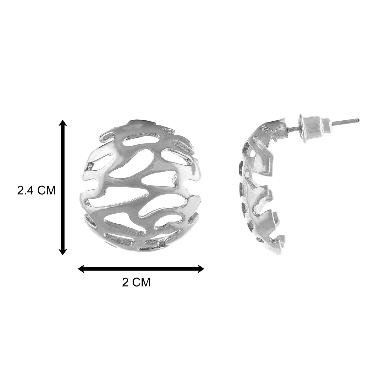 Silver colour Round Design Stud Earrings for Girls and Women