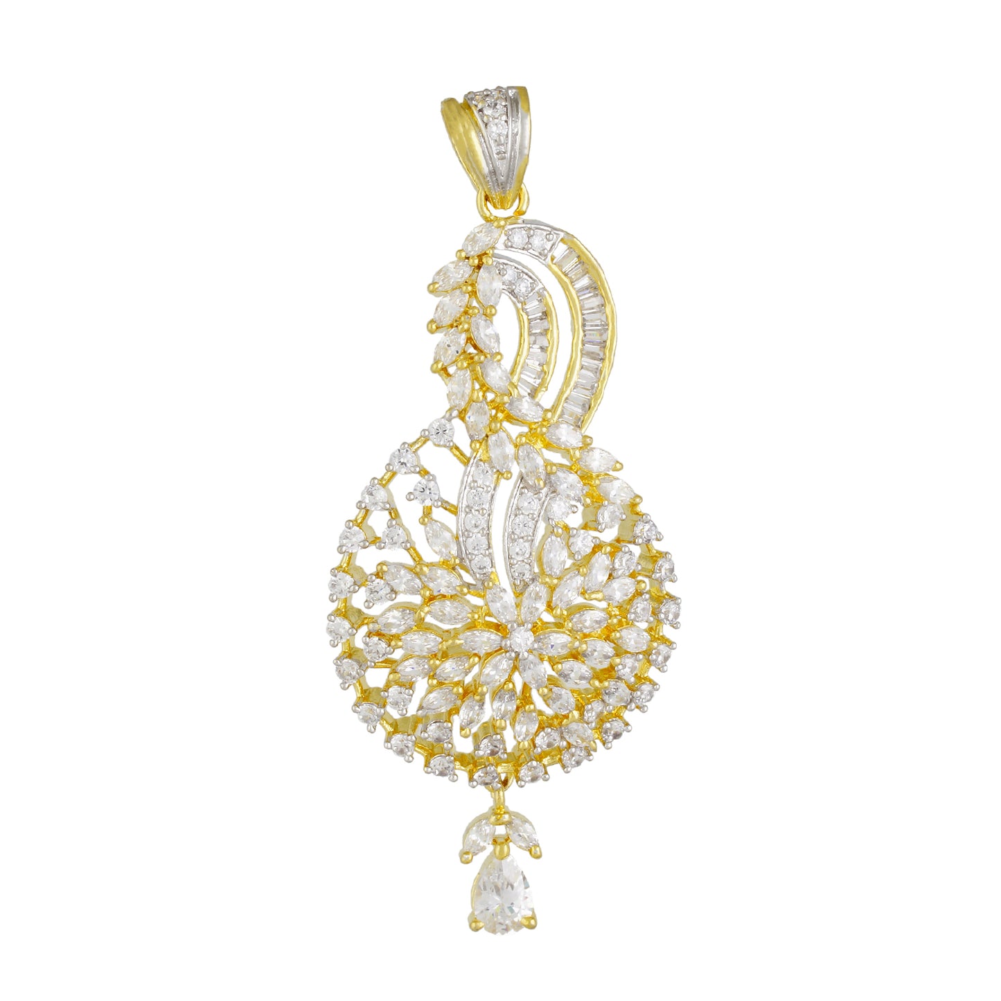 Smart Gold Plated CZ Copper Pendant Set for Ladies and Girls