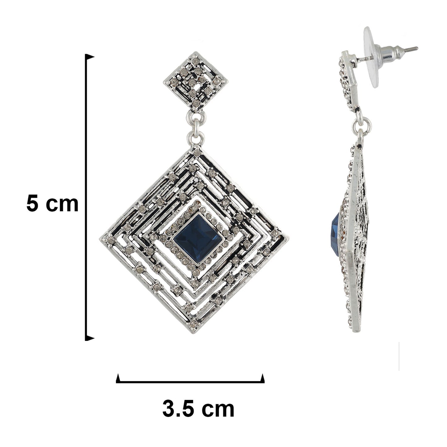 Mind Blowing Grey Colour Rhombus Shape Earring for Girls and Women