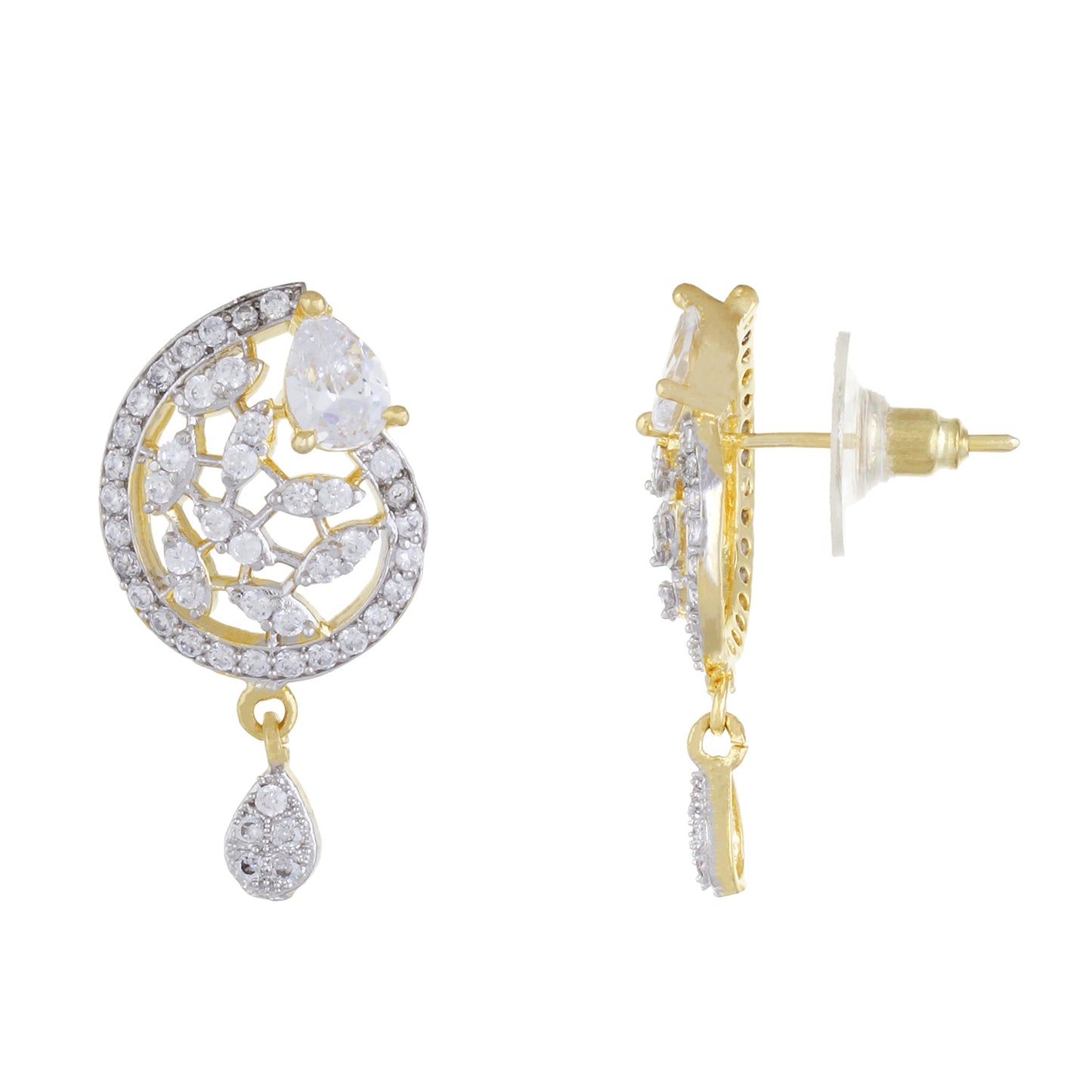 Stylish Gold Plated CZ Copper Pendant Set for Ladies and Girls