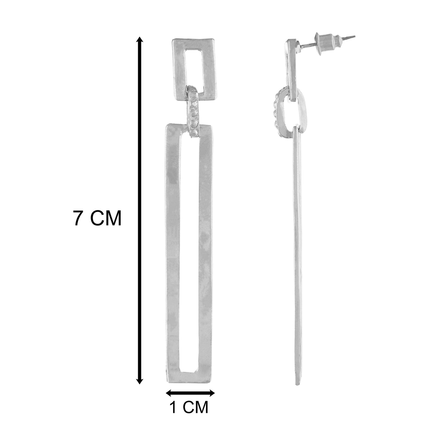 Silver colour Rectangular Design Hanging Earrings for Girls and Women