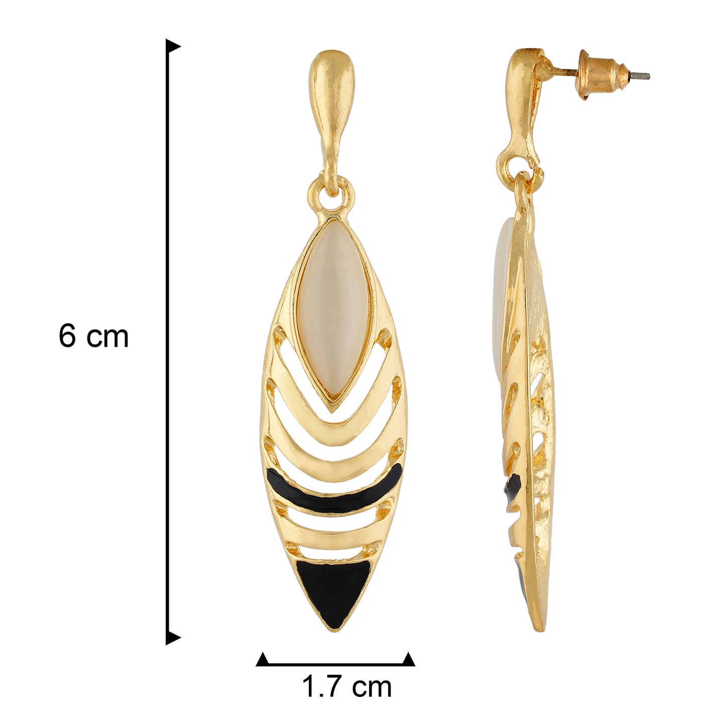 Popular Black and Gold Colour Oval Shape Earring for Girls and Women