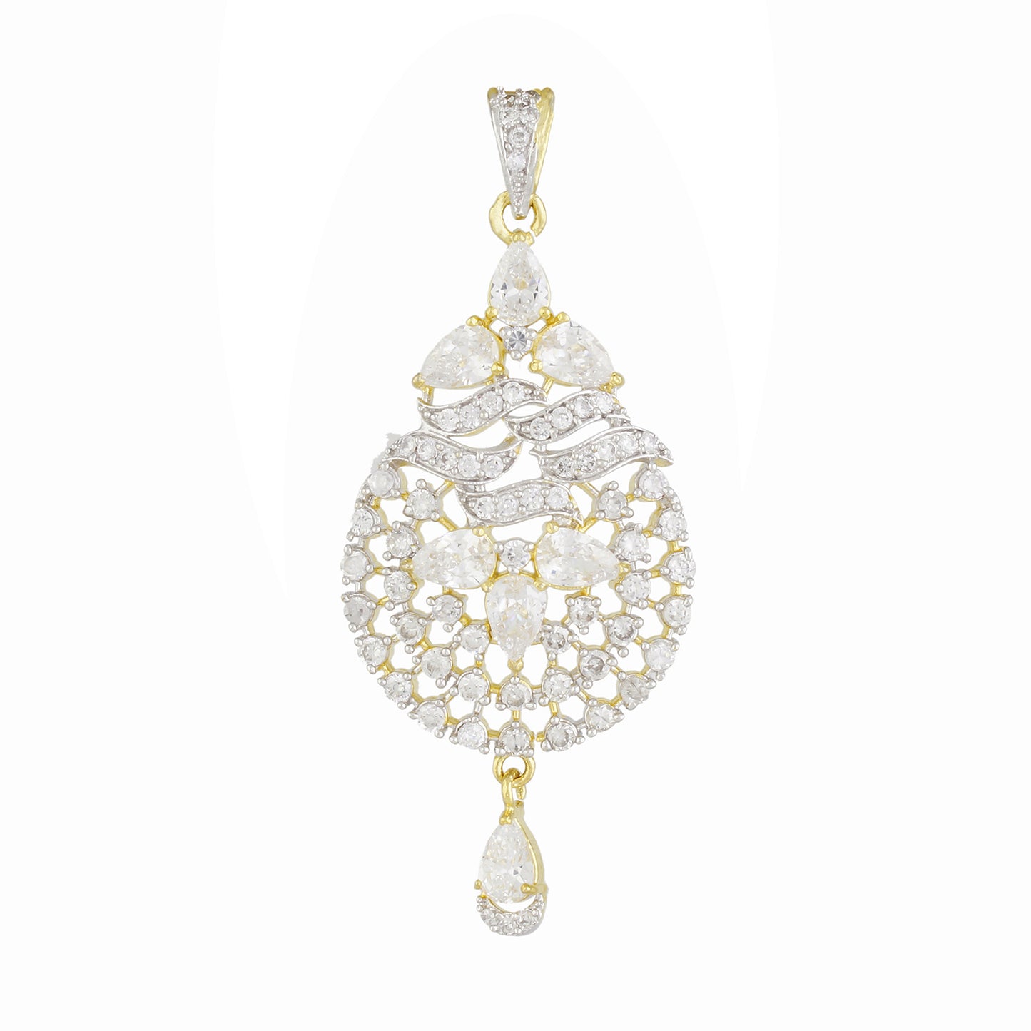 Designer Gold Plated CZ Copper Pendant Set for Ladies and Girls