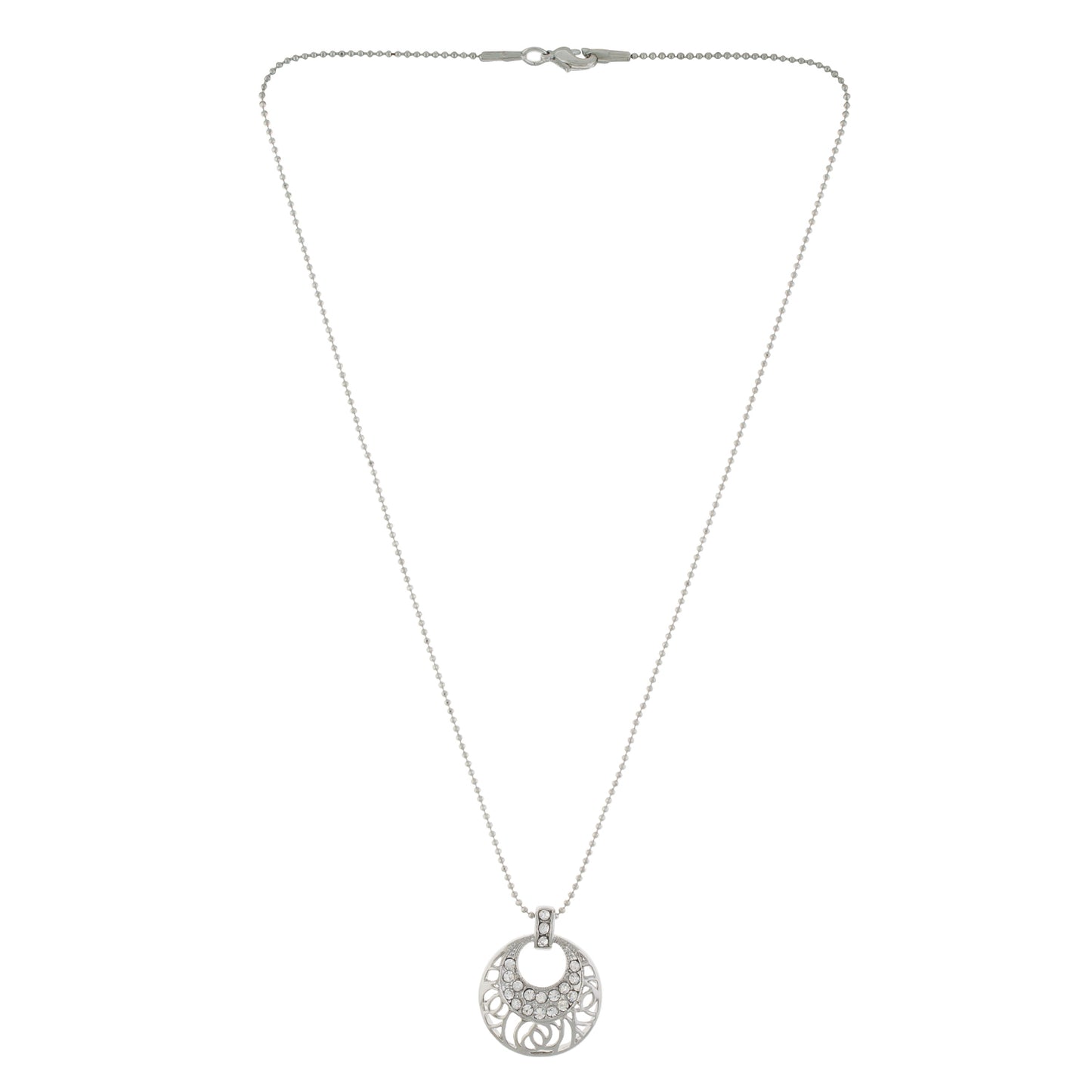 Silver colour Round design Pendant Set for girls and women