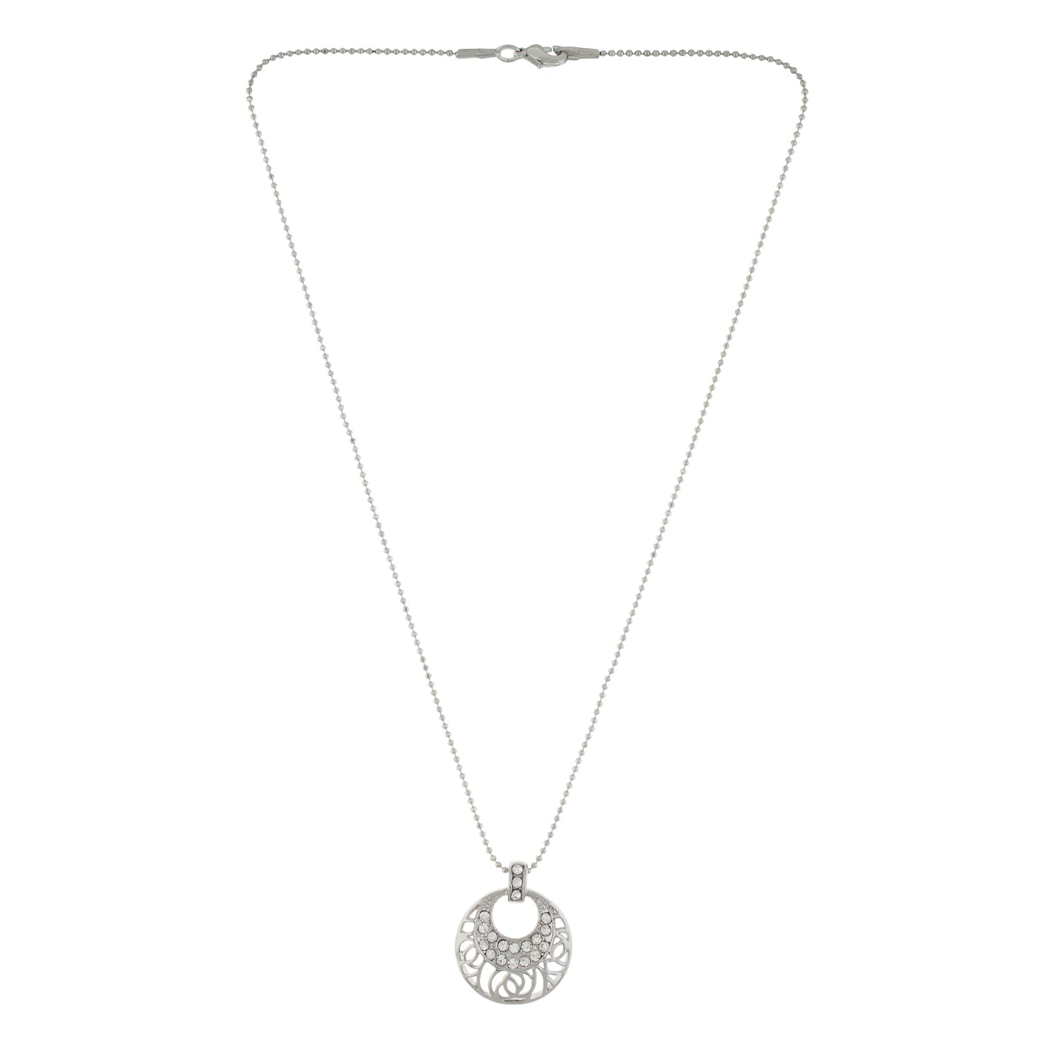 Silver colour Round design Pendant Set for girls and women