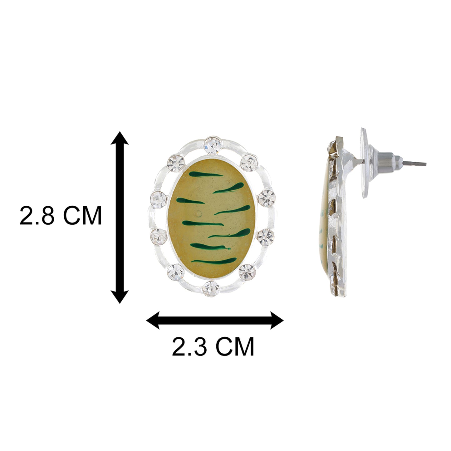 Cream colour Oval Design Stud Earrings for Girls and Women