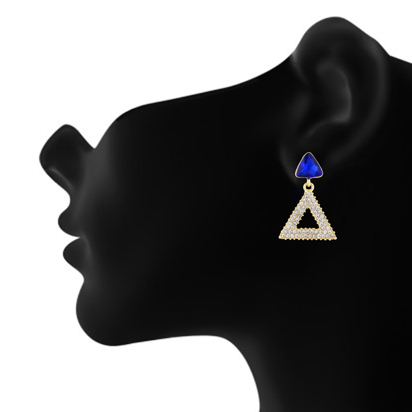 Incredible Blue and Gold Colour Triangular Design Earring for Girls and Women