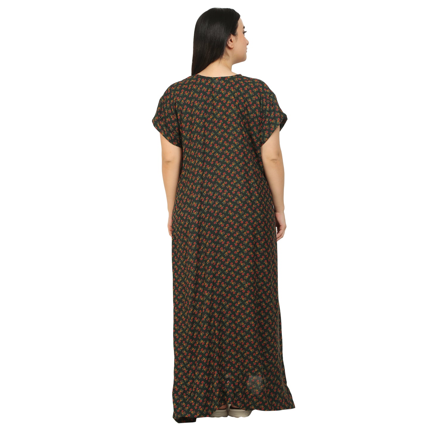 Printed Alpine Nighty For Women - Dark Green