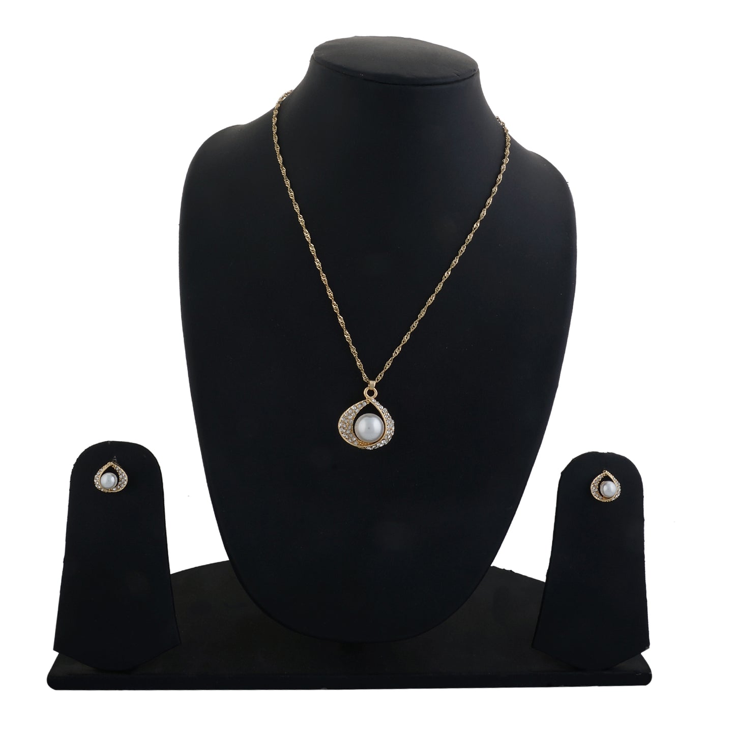 Gold Matinee  Pendant Set  With Hangings & Ring For Girls and Women