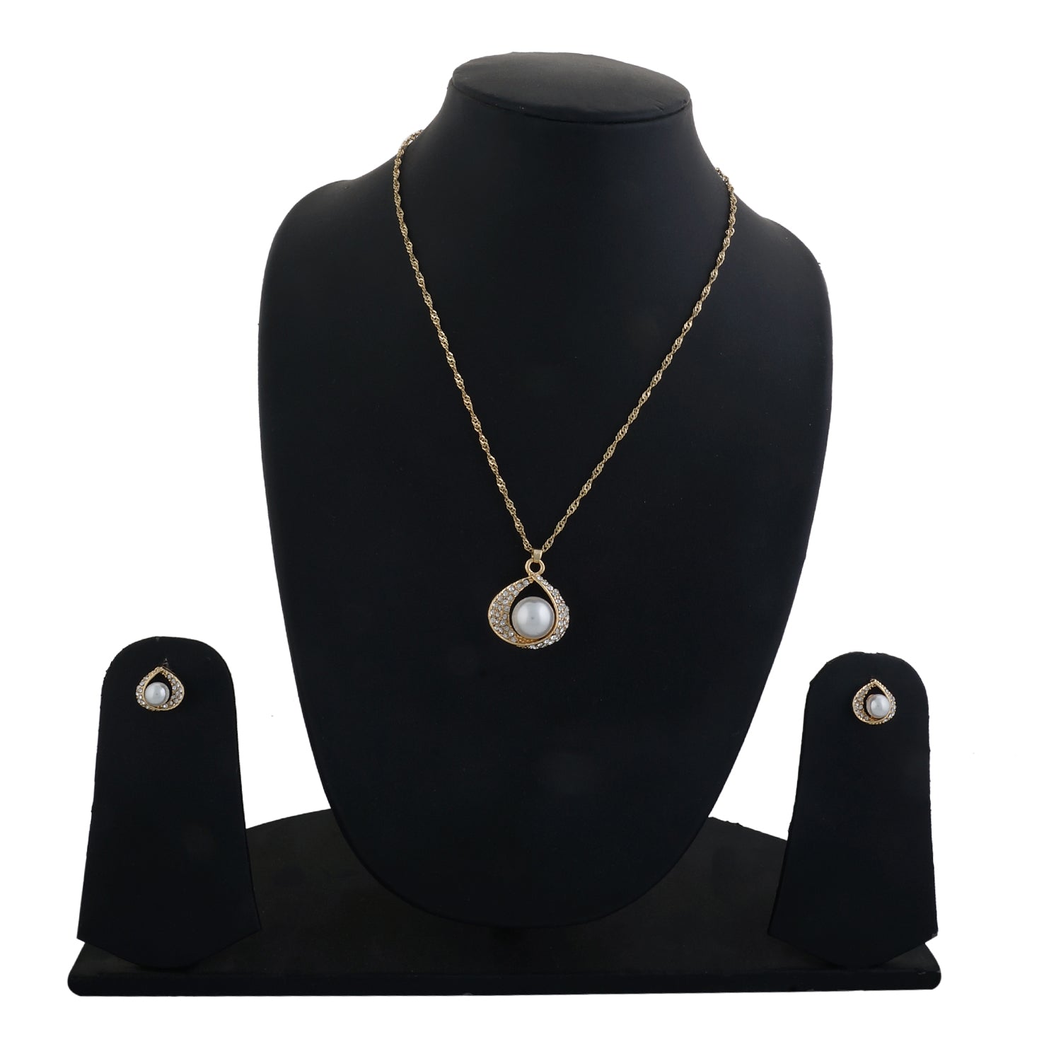Gold Matinee  Pendant Set  With Hangings & Ring For Girls and Women