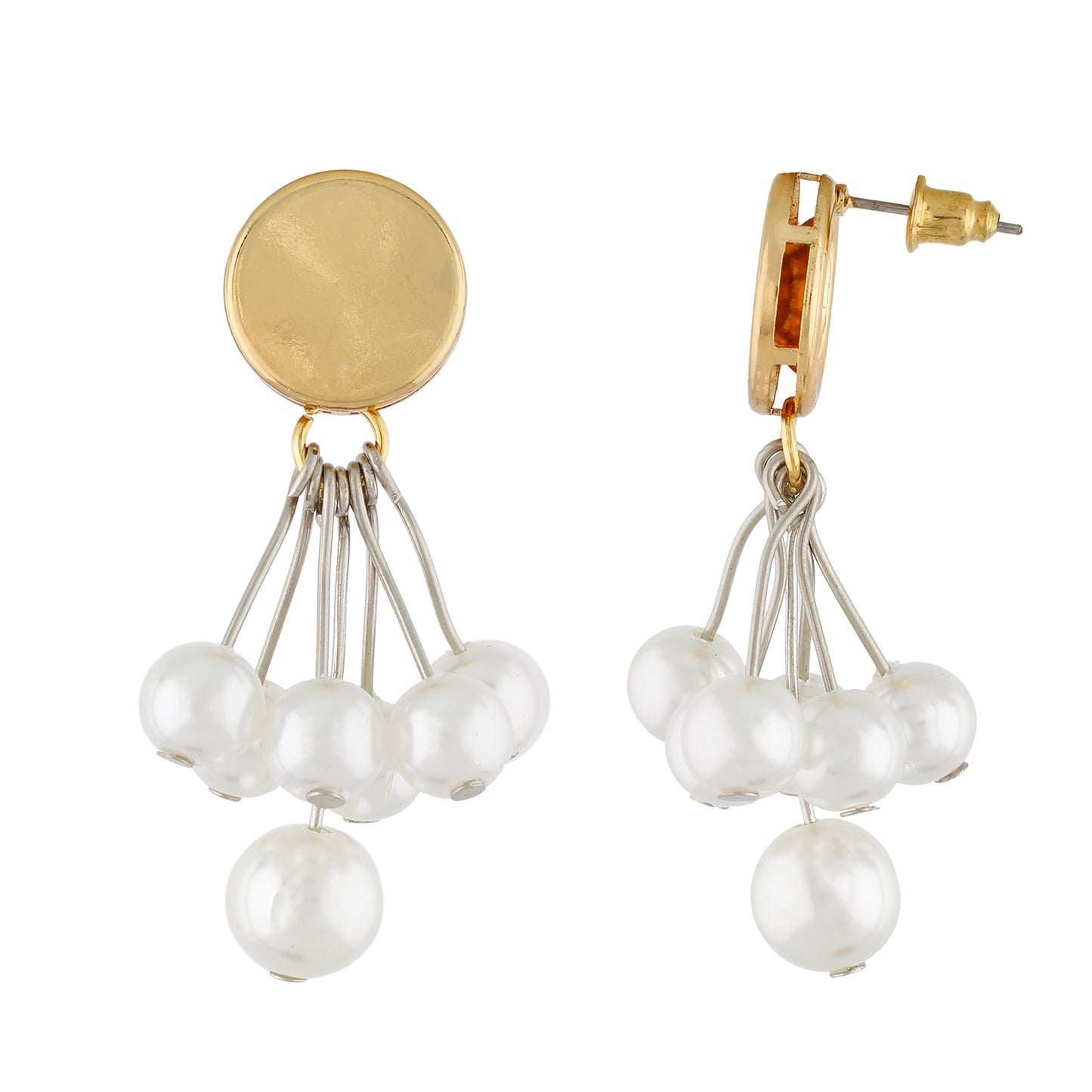 White Colour Pearl Shape Ear Danglers for Girls and Womens