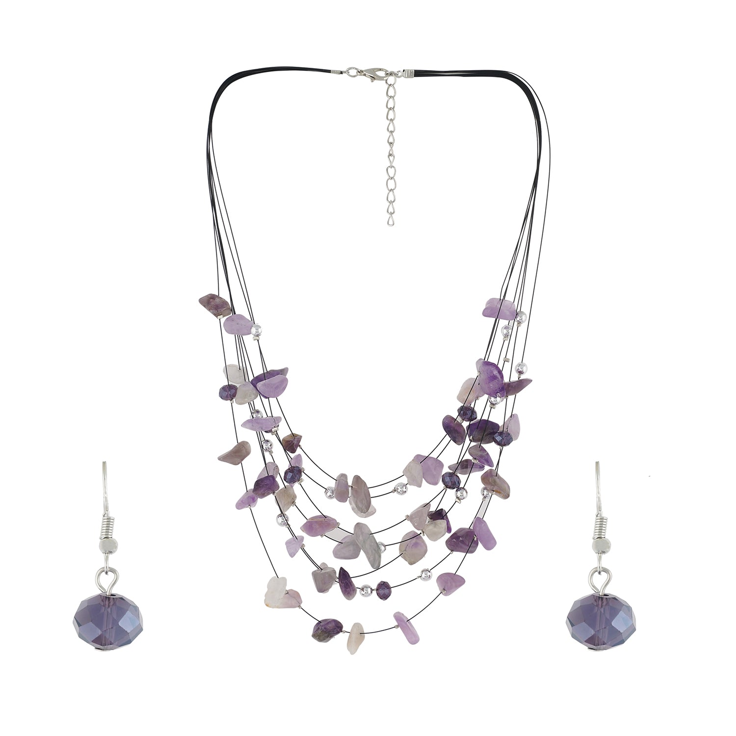 Grey Colour Stones Necklace and Earrings for Girls and Women