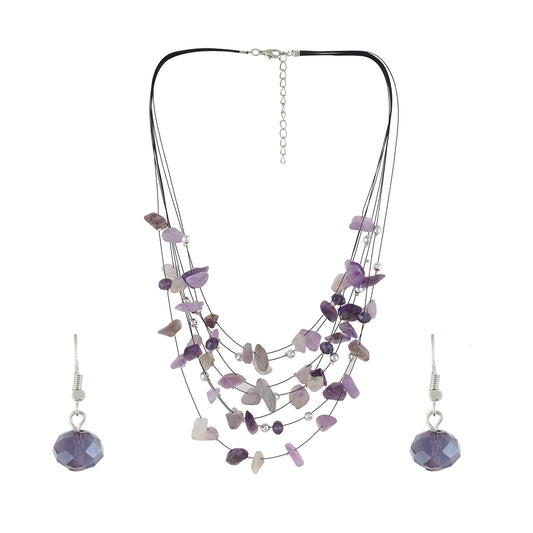 Grey Colour Stones Necklace and Earrings for Girls and Women