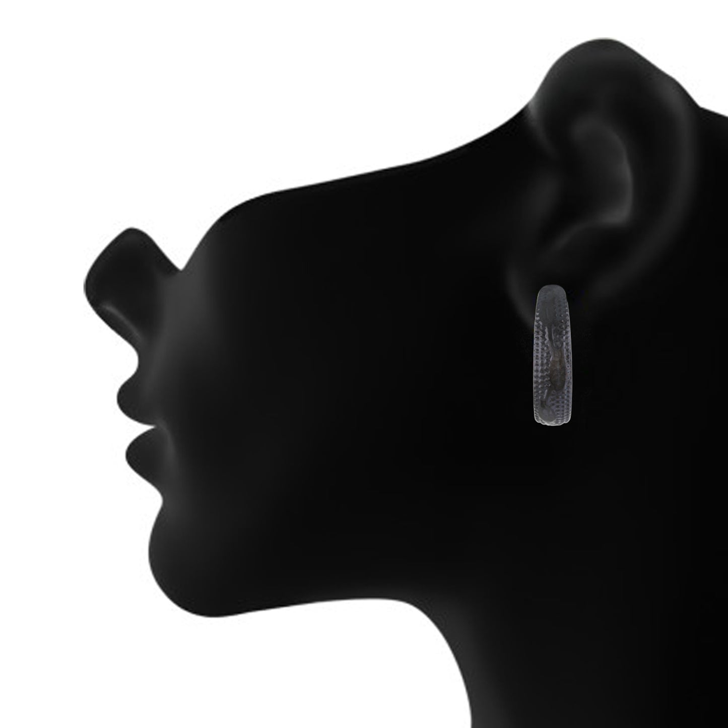 Grey colour Round Design Hoop Earrings for Girls and Women