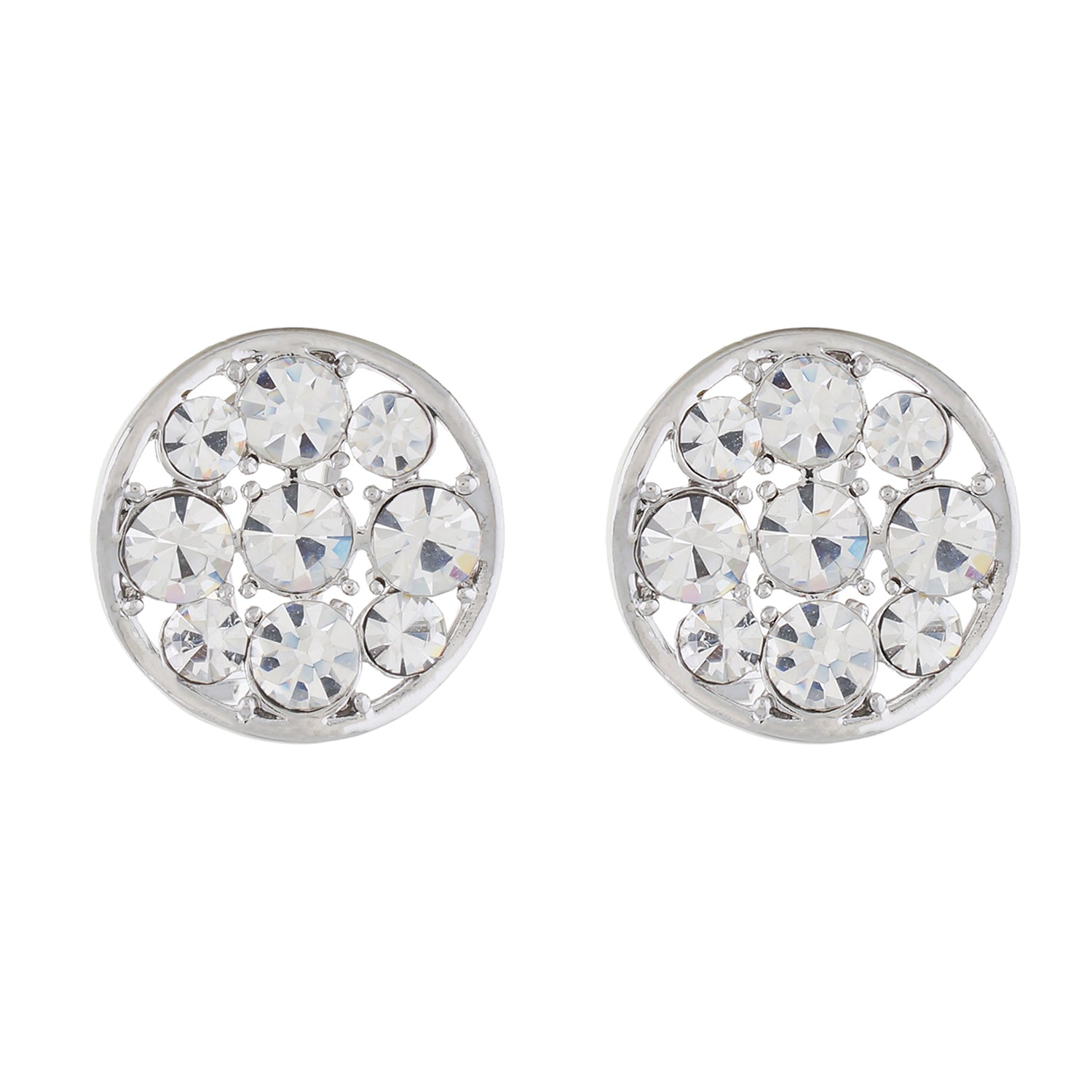 Buy Online Silver colour Round Design Stud Earrings for Girls and
