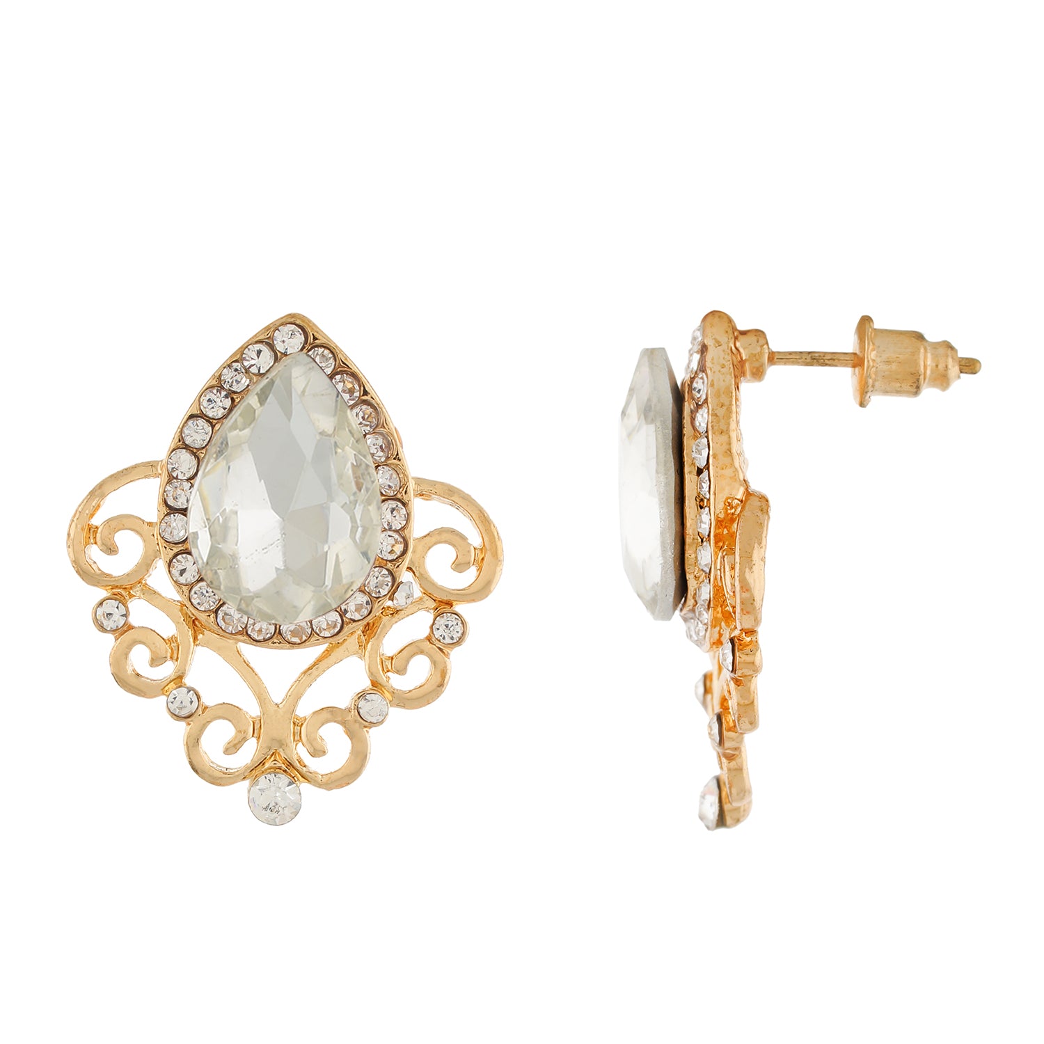 White Colour Drop Pendant with Chain, Finger ring and Earrings for Girls and Women