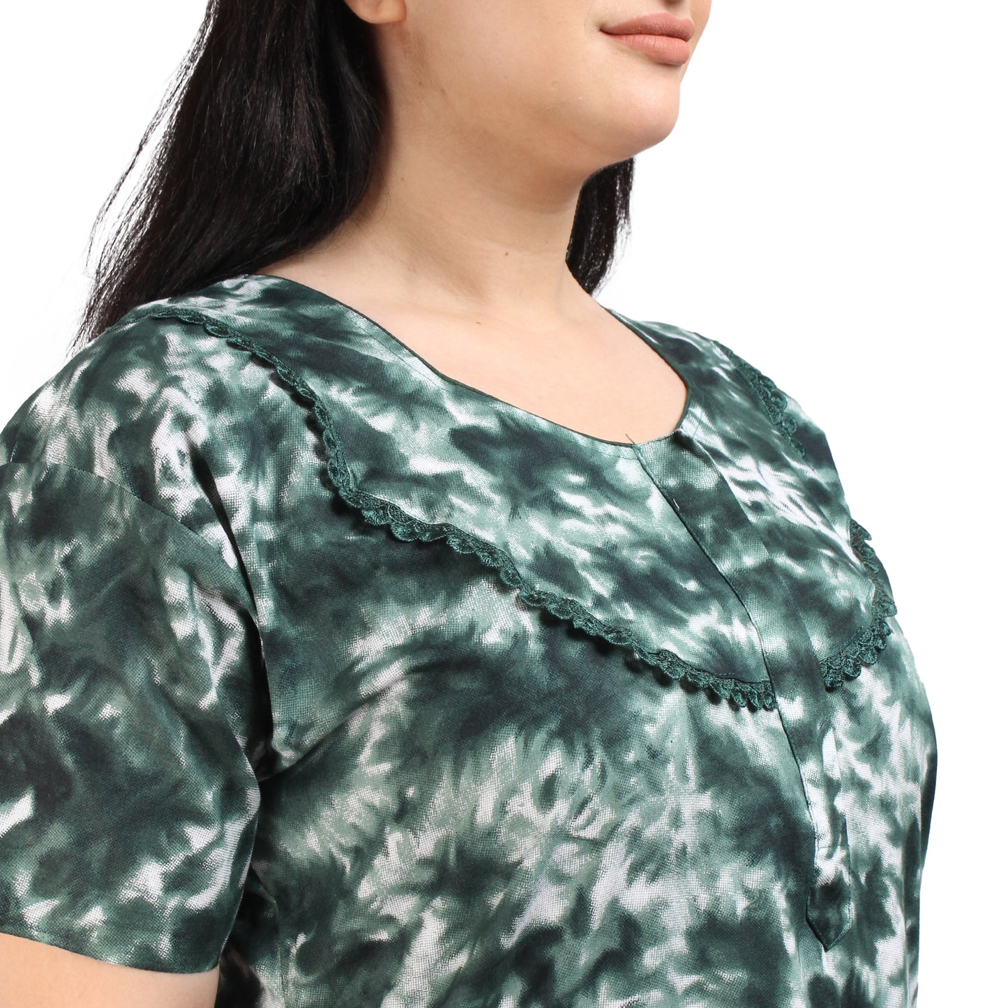 Printed Cotton Nighty For Women - Green