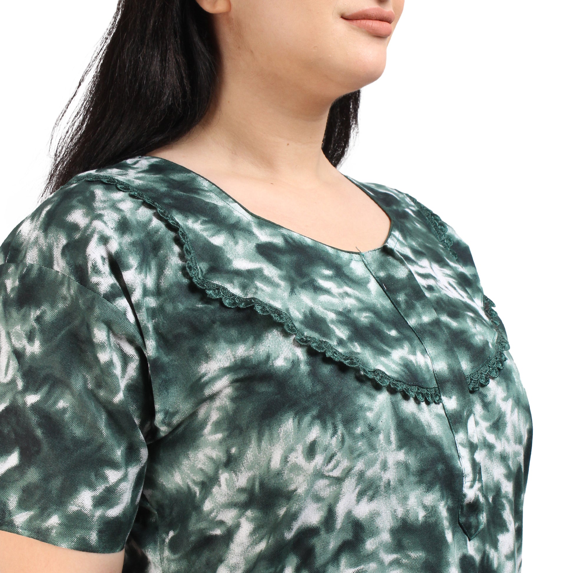 Printed Cotton Nighty For Women - Green