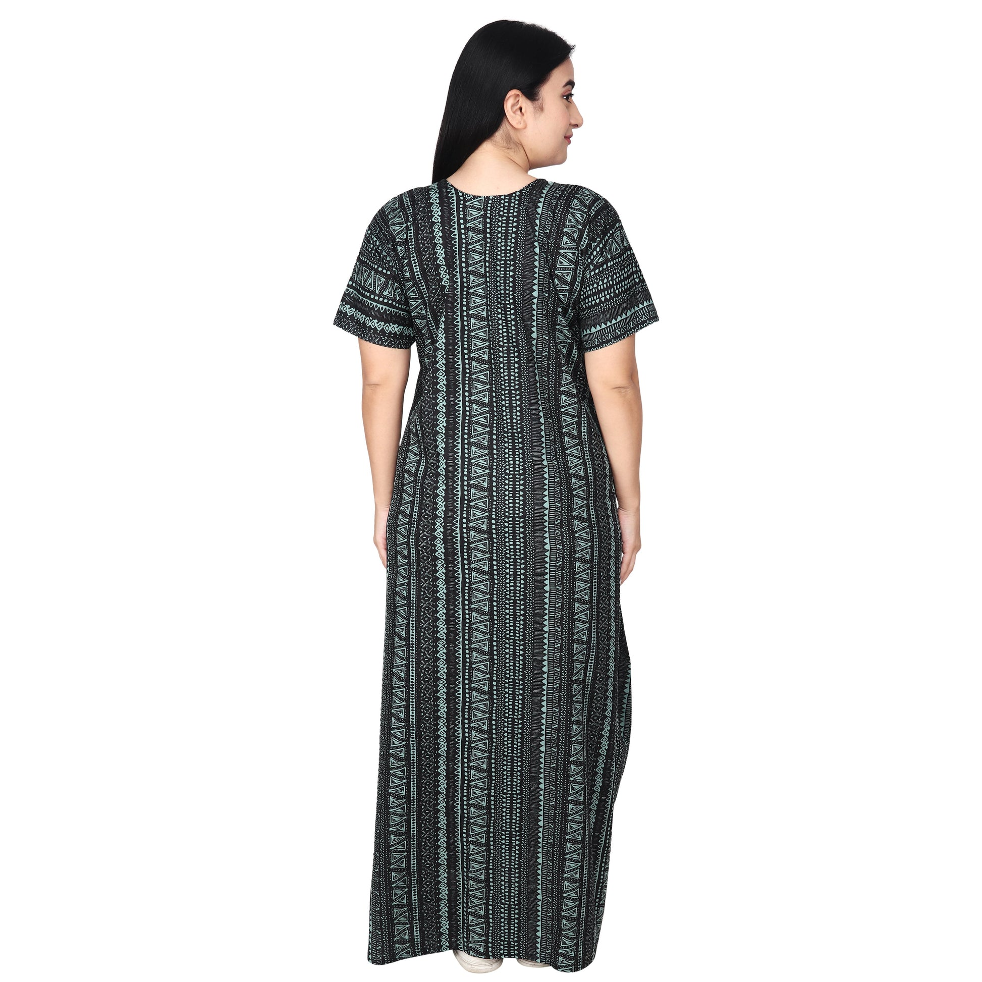 Printed Cotton Nighty For Women - Blue