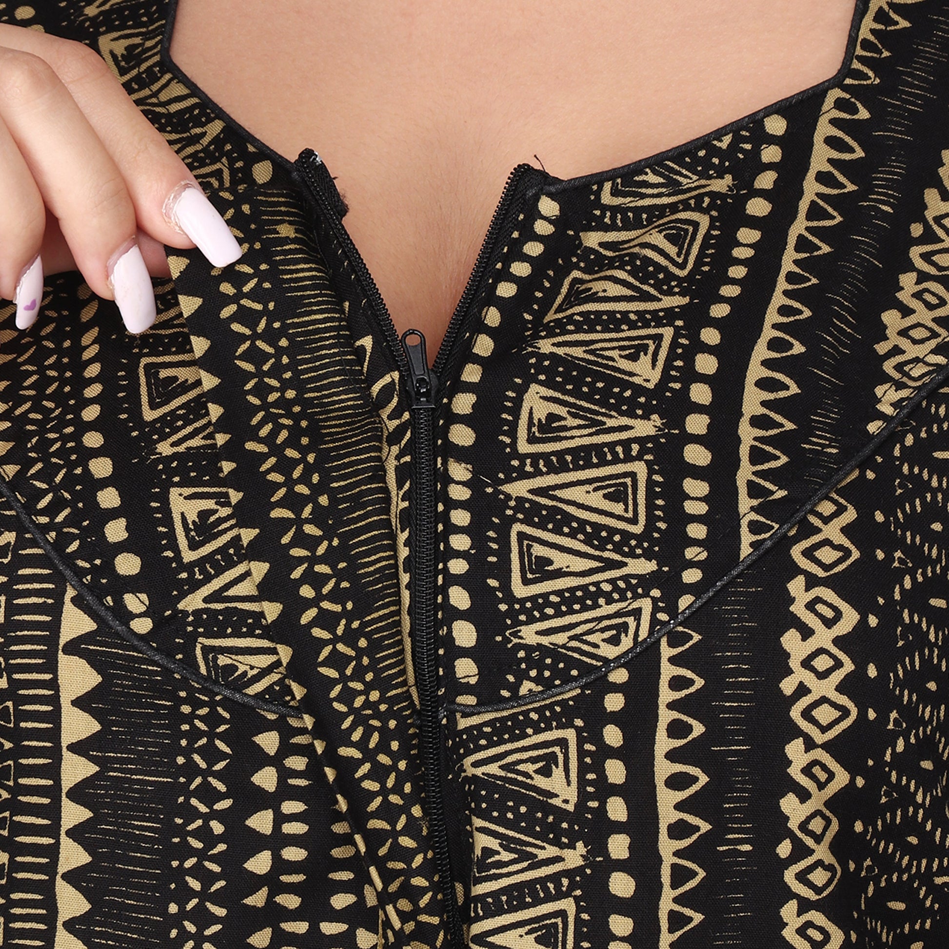 Printed Cotton Nighty For Women - Yellow