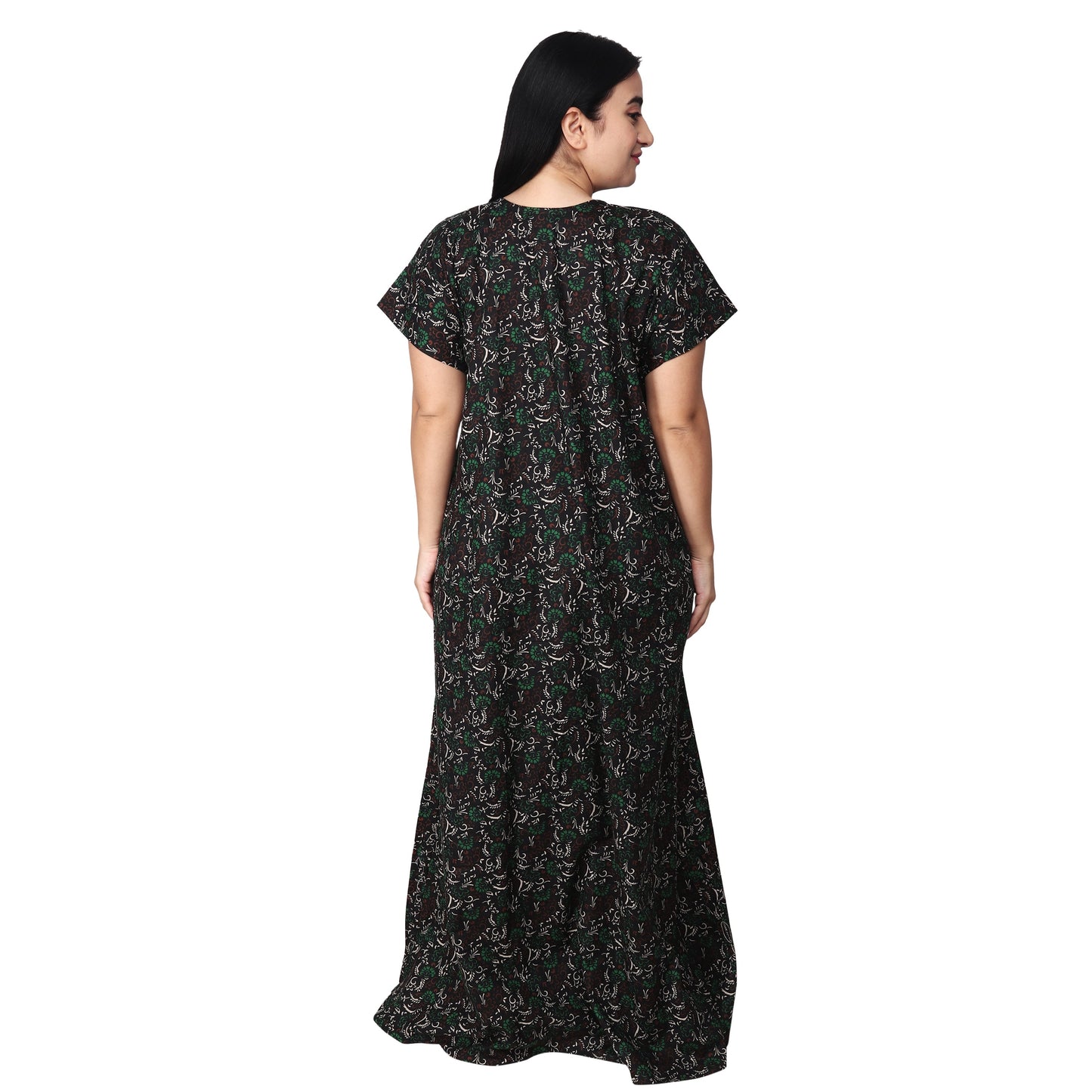 Printed Cotton Nighty For Women - Light Green