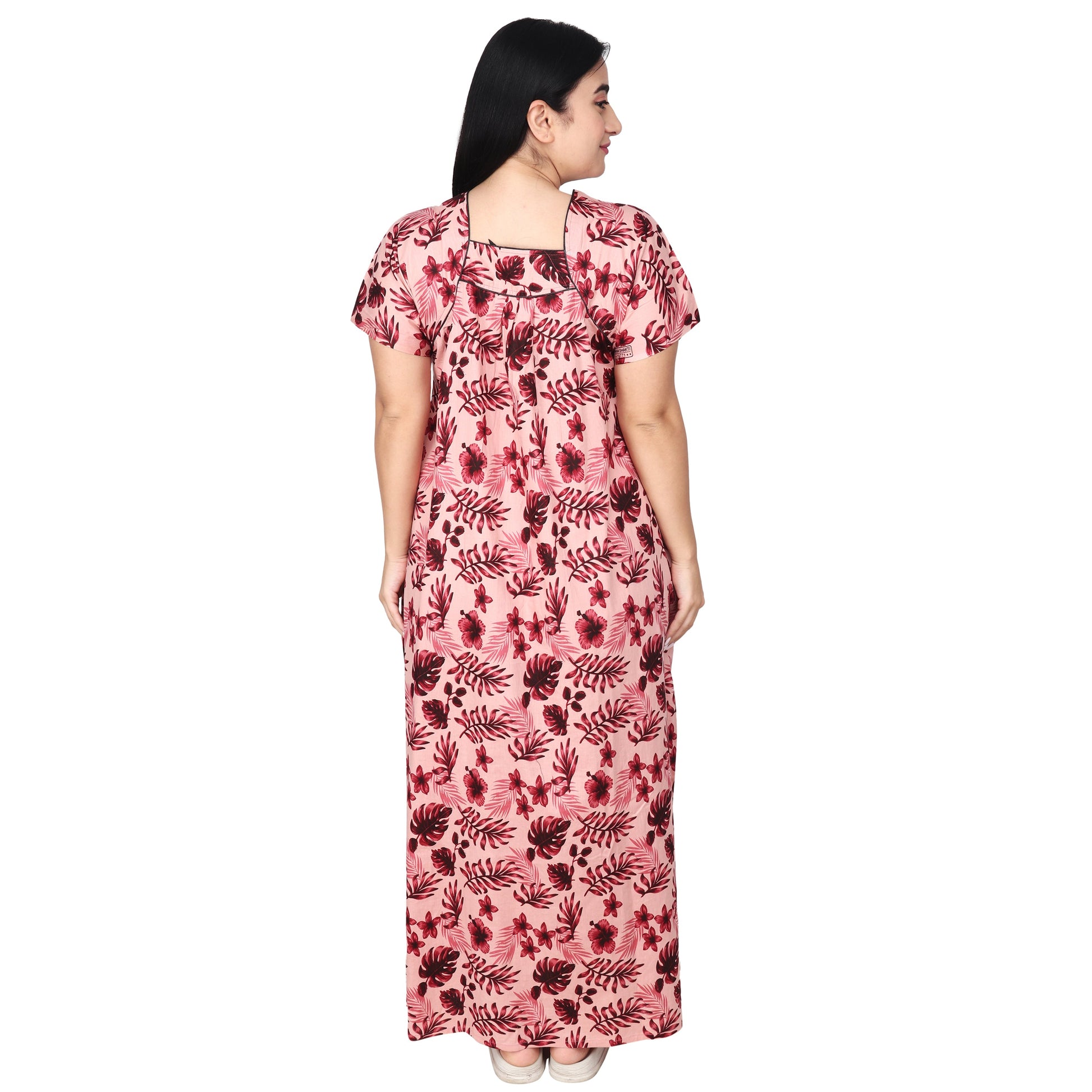 Printed Cotton Mother Nighty For Women - Pink