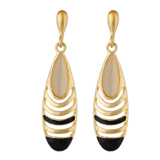 Trendy Black and Gold Colour Drop Shape Earring for Girls and Women