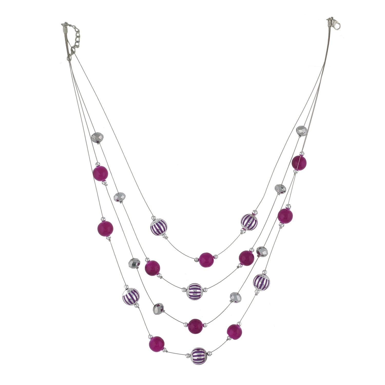 Pink Colour Layered Necklace and Earrings for Girls and Women