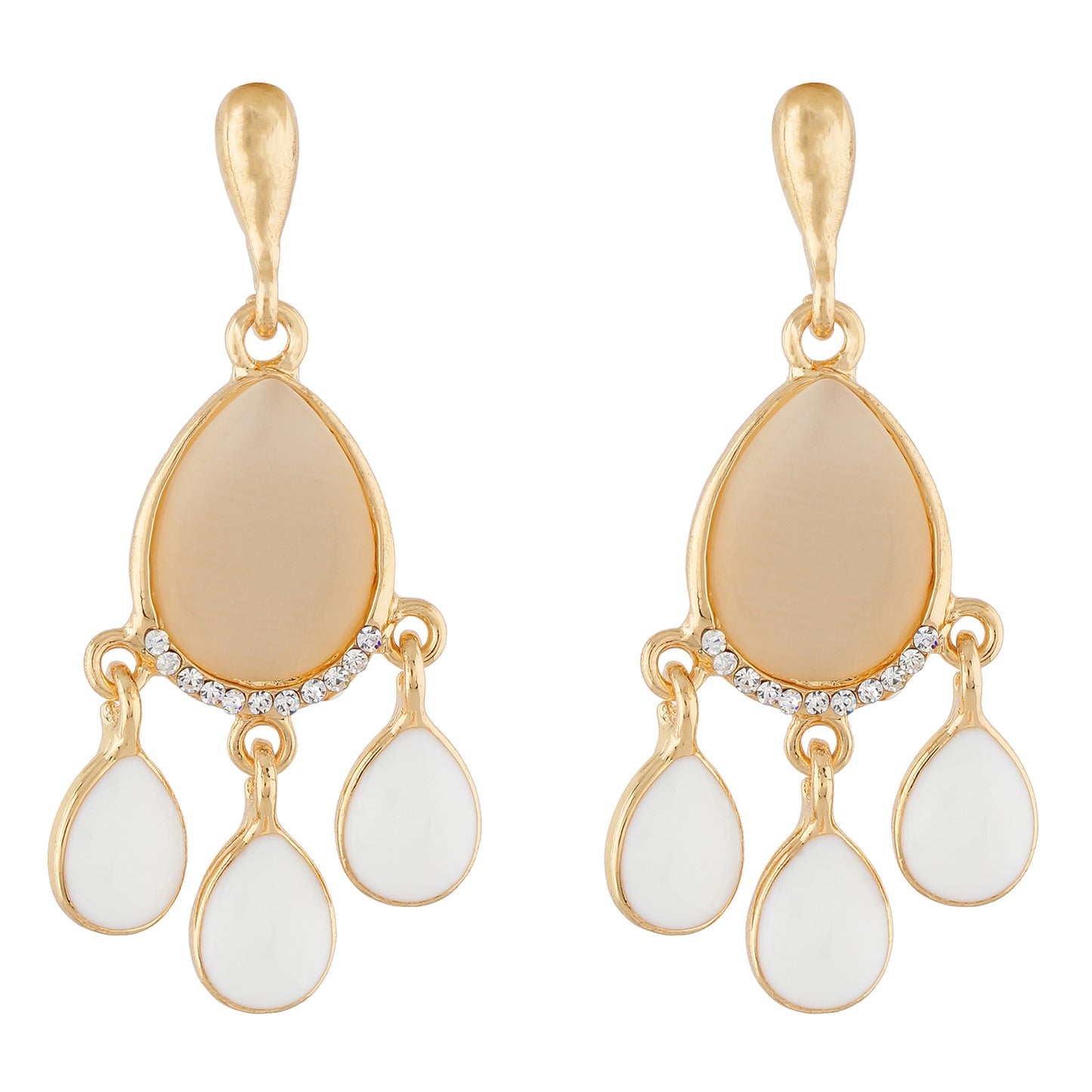 Fashionable White and Gold Colour Drop Design Earring for Girls and Women