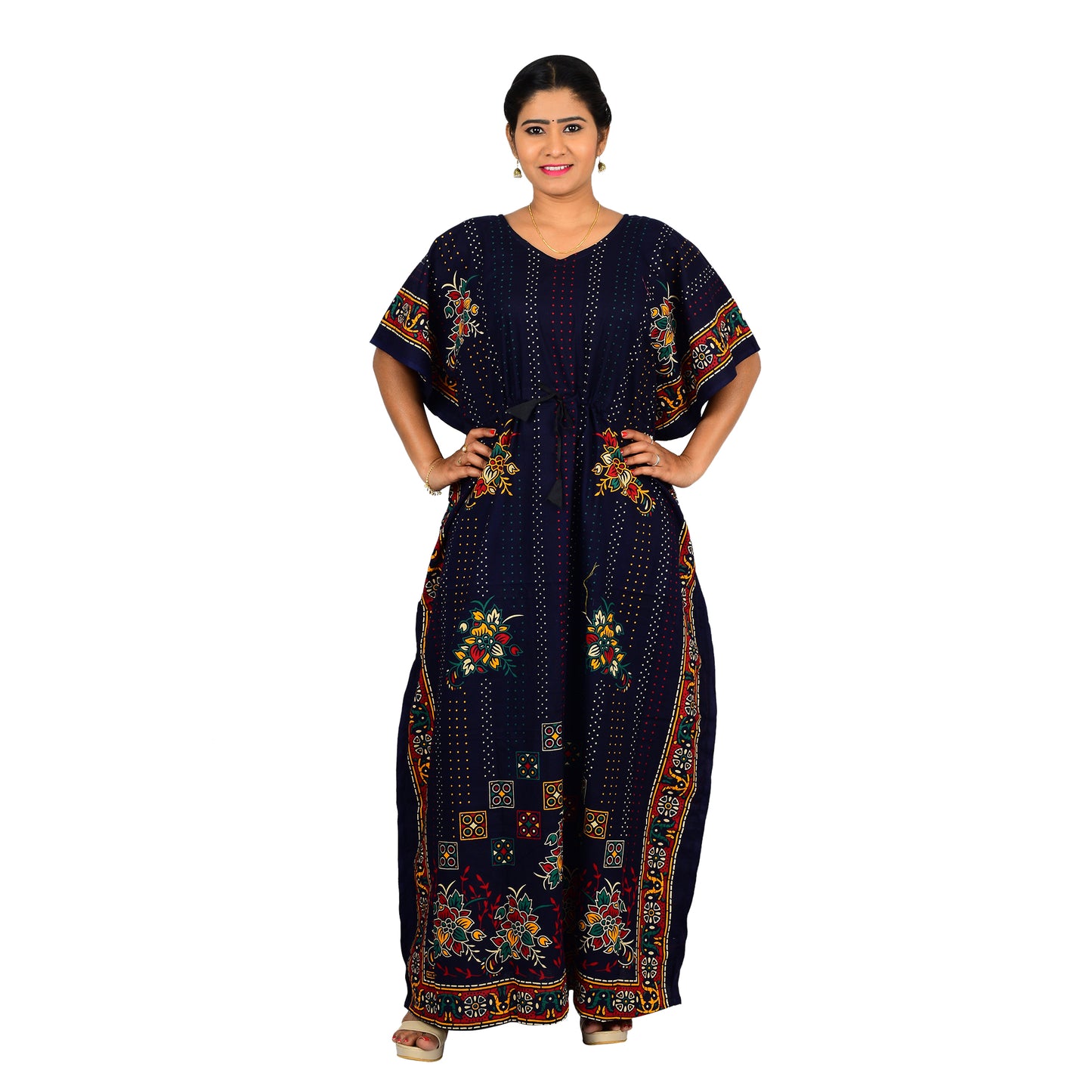 Printed Cotton Nighty For Women - Blue