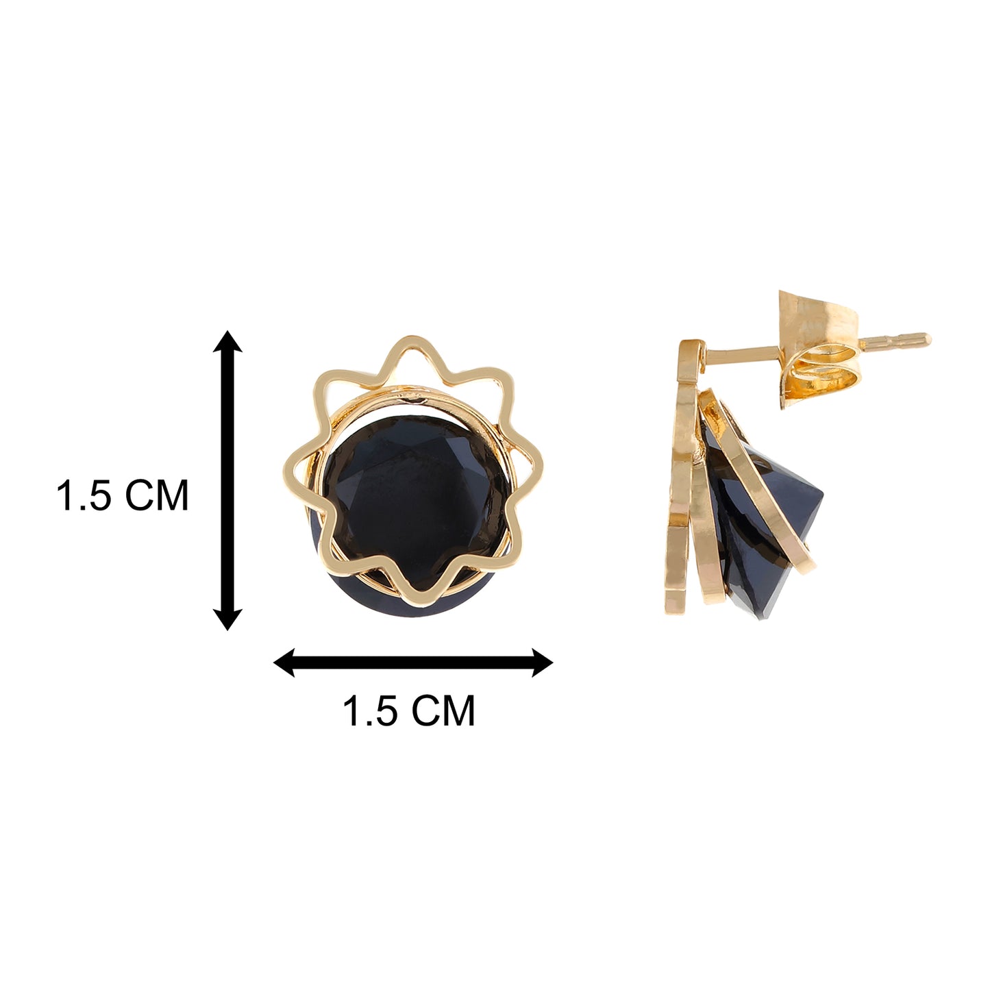 Black colour Floral design  Studs for girls and women