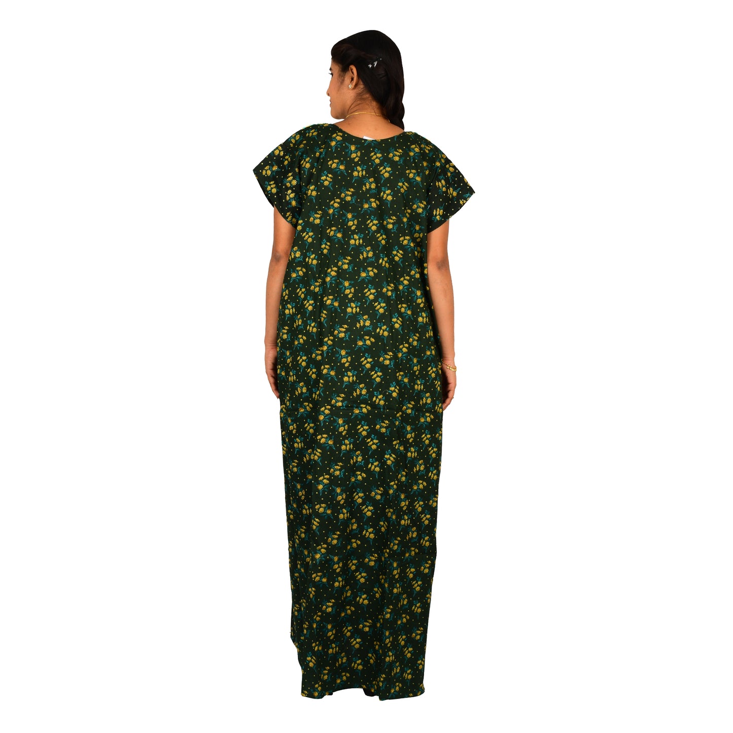 Printed Cotton Nighty For Women - Green