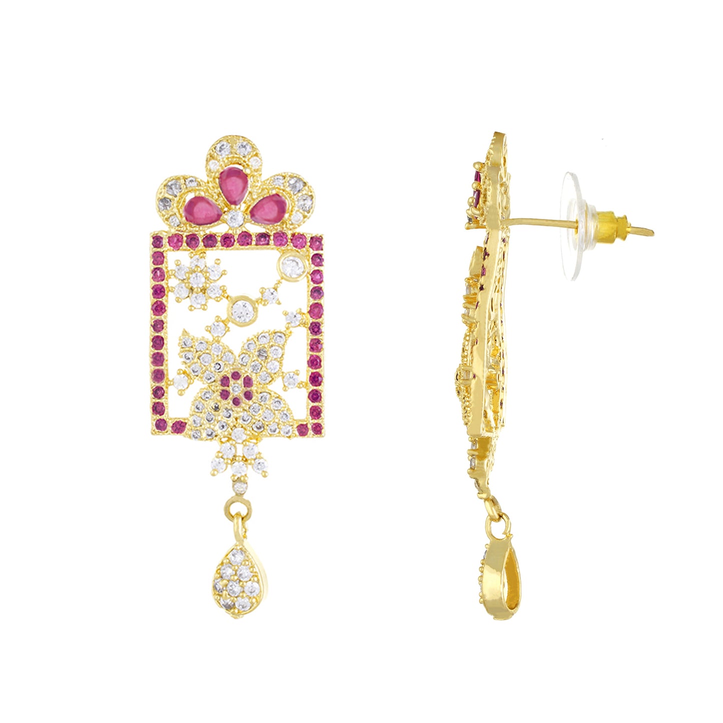 Traditional Gold Plated CZ Copper Pendant Set for Ladies and Girls