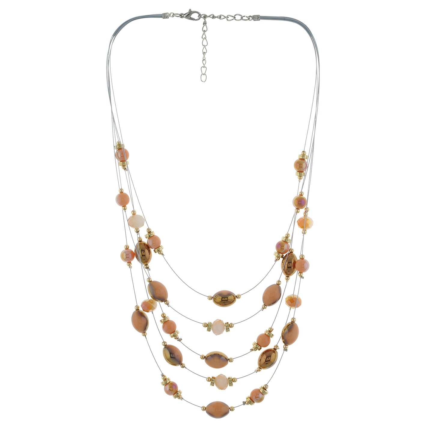 Brown colour Multi Strand design Necklace Set for girls and women